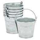 6 Pack Small Galvanized Metal Buckets with Handles, Mini Tin Pails for Party Favors, Succulents, Rustic Home Decor (3 In)