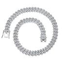 13mm Cuban Link Chain For Men Women Iced Out Chain Miami Cuban Necklace Bling Diamond Chains Hip Hop Jewelry （Silver 18inch）