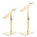 sourcing map Shoe Display Stand 2 Pack Adjustable Height Shoe Risers Metal Countertop Shoe Rack Holder for Home Retail Store Supplies - Gold