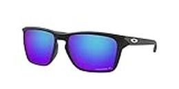 Oakley Men's OO9448 Sylas Rectangular Sunglasses, Matte Black/Prizm Sapphire Iridium Polarized, 57 mm