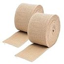 Lakeer Jute Burlap Ribbon | 2" X 2 Metre (Pack of 2) | Craft Lace | for DIY Project, Gift Wrapping, Event & Wedding Decorations, Etc.