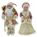 Santa Claus Figures Realistic Genial Mr and Mrs Claus Christmas Figures Cute Christmas Santa Doll Ornament Animated Santa Claus Doll for Window Table Christmas Decorations Gift 2PCS 17.7 Inch
