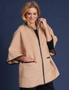 Liz Jordan - Womens Coat -  Pu Trim Poncho Coat