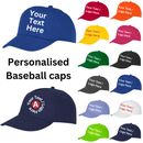 Personalised Baseball Cap Custom Text Logo Printed Hat Unisex Mens Ladies Caps
