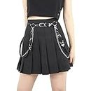 PALAY® Goth Punk Belt for Women Fashion Mini Skirt Chain Belt Rock Accessories for Uniform Pleated Skirts Jeans Pants Leather Waist Belt, Black