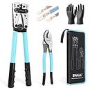 SHALL Battery Cable Wire Lug Crimping Tool Kit for Copper Lugs AWG 8-1/0 (3.26-8.25mm), Wire Crimping Tool for Electrical Lug Crimper with Cable Cutter, Heavy Duty Battery Terminal Crimper with Storage Bag
