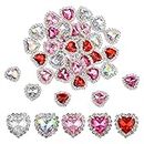 URROMA Rhinestones Buttons Embellishments, 30 Pcs Heart Rhinestones for Crafts Flatback Pearl Crystal Rhinestone Buttons for Sewing DIY Clothing Wedding Party Home Decoration