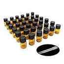 YIZHAO Essential Oil 2ml Amber Sample Glass Bottle, Samll Sample Glass Vials Empty for Essential oil Diffuser,Massage,Beauty Oil Mix,Lab bottle with [Orifice Reducers]– 36 Pcs