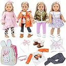 ZITA ELEMENT 4 Sets 18 Inch Doll Clothes and Shoe and Cute Bag for Kids Casual Wear Oufits for American 18 Inch Girl Doll Clothes with Hair Band Birthday Gift for Kids