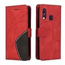 Fatcatparadise Kompatibel mit Samsung Galaxy A40 Hülle, Leder PU Brieftasche Handyhülle Flip Case Silikon Bumper Schutzhülle Klapphülle. Lederhülle mit Kartenfächern und Standfunktion (Rot)