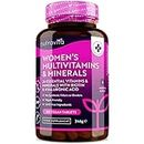 Multivitamine & Mineralien für Frauen - 24 essentielle aktive Vitamine & Mineralien mit zusätzlicher Hyaluronsäure - 180 vegane Tabletten - keine synthetischen Füllstoffe oder Bindemittel - Nutravita