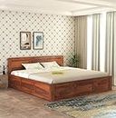 GHROYAL Solid Sheesham Wood King Size Bed with Box Storage for Bedroom Furniture Wooden Palang for Living Room Furniture (Honey Finish) | 1 Year Warranty