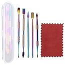 5pcs Wax Carving Tools with Polishing Cloth, Stainless Steel Wax Sculpting Kit Double Ended Colorful Tool Set for Clay Sculpture Jewelry Carving