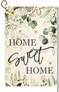 Baccessor Home Sweet Home Garden Flag Double Sided Three Layers Weighted Heavy Eucalyptus Leaves Spring Floral Summer Welcome Yard Flag Seasonal Outdoor Outside Decoration 12.5x18 Inch