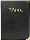 Securit Premium Faux Leather A4 Menu Holder - 8 Pages to View Sleek Display Folder for Food & Drinks - Perfect for Restaurants, Cafe or Bar (Black)