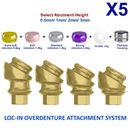 5x Prosthetic KIt Angulated 30° Loc In Attachment Int Hex 2.42 Abutment 4 Caps