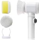 Praxon Abs,Plastic Electric Household 5 In 1 Magic Brush Scrub For Bathtub, Kitchen, Sink, Car Alloy, Window Or Desk Cleaner, Multicolor