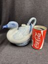 Vintage Chinese Blue & White Lucky Duck Sake Wine Decanter teapot creamer