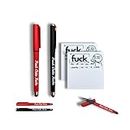 Fresh Outta Fucks Pads and Pens, Funny and Humorous Notepad and Pen Set, Funny Pens for Adults, Snarky Fresh Outta Fucks Office Supplies, Gifts for Friends, Colleagues, Bosses (Two colors black+red)