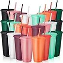 MSYU 24 Pack Tumbler with Straw and Lid Bulk Water Bottle Iced Coffee Travel Mug Reusable Plastic Cups for Parties Birthdays 24 oz