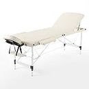 Panana Portable Massage Table Folding Lightweight Beauty Salon Spa Bed Therapy Couch (Beige, 60cm Width 3 Section Aluminum)