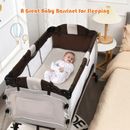 Costway Baby Crib Playpen Playard Foldable Bassinet Infant Bed Coffee
