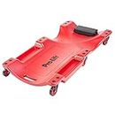 Pro Lift Mechanic Plastic Creeper 40 Inch - Blow Molded Ergonomic HDPE Body with Padded Headrest & Dual Tool Trays - 350 Lbs Capacity Red