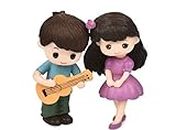 BHOOLU&GOOLU PVC Sweety Lovers- Guitar Couple Figurine Miniature (5 X 2.5 cm, Multicolour, 2 pcs/Set),, Polyvinyl Chloride
