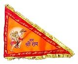 जय श्री राम हनुमान जी Jhanda Jai Shree Ram Hanuman Ji Flag Jhanda Triangle Outdoor/indoor Temple Flag/Jhanda Dhwaj Pataka for Home Navratri Flag Pack of 1 Beautiful Dual Color Flag Size 20 X25X32 In. || 03