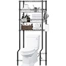 Folews Organizer da bagno sopra il WC, ripiani da bagno a 4 livelli sopra il ripiano del WC sopra il ripiano del WC portaoggetti autoportante per il bagno, salvaspazio con ripiani e cesti regolabili,