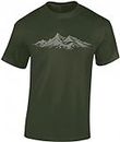 Wander Tshirt Herren : Alpengipfel - Kletter T-Shirt Männer - Geschenk für Wanderfreunde - Bergsteiger Ausrüstung (Army XL)