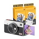 KODAK Mini Shot 2 Retro 4PASS 2-in-1 Instant Camera and Photo Printer (2.1x3.4 inches) + 68 Sheets Bundle, White