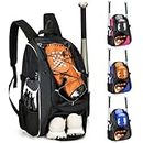 DAREKUKU Youth Baseball Bag - Large Oversize Breathable Baseball Bat Backpack for Youth & Adults, Durable T-Ball & Softball Equipment & Gear | Hold Bat, Helmet, Glove | Shoes Compartment, Fence Hook