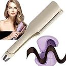 Rommantic French Egg Roll Curling Iron, arricciacapelli French Wave Curling Iron, Rommantic French Egg Roll Curling Iron, ferro arricciacapelli a forma di V, 32 mm Curling Wand (beige)