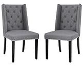 FDW Dining Chairs Set of 2 Dining Room Chairs for Living Room Kitchen Chairs Mid Century Modern Chair upholstered Parsons Chair for Home (Gray)