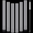 FoldTier 6 Pcs 4 Inch Clear Borosilicate Glass Tube 12mm OD 2mm Thick Glass Blowing Tubes with Cleaning Brush
