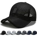 Twaynorb Summer Outdoor Casual Baseball cap, Mesh Baseball cap Trucker Mesh Hat Baseball cap for Men Women Outdoor Sports Running Hat (Black-#2)