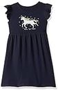 T2F Girl's Cotton A-Line Knee Length Casual Dress (Gls-Drz-06_Navy 5 Years-6 Years