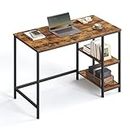 VASAGLE Computer Desk, Writing Desk with 2 Shelves on Left or Right, Work Table for Office Living Room, Steel Frame, Industrial, Rustic Brown and Black LWD046B01