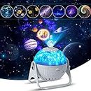 PIKFOS Planetarium Projector, 6 in 1 Galaxy Projector Night Light with Nebula Moon Planets Aurora, 360° Rotating Focusable Star Projector Lamp for Baby Kids Bedroom Ceiling/Game Room/Party/Bar