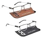 ESPERTO READERS Wood Reading Glasses - Blue Cut Lens With Antireflection & Ultra Light Weight For Men & Women +1.00 to +3.00 Power 2 Pcs Combo - Black & Brown (+2.50)