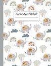 Cute Elephant Composition Notebook: College Ruled, Lined Journal Book, Back To School Supplies, Gift For Kids, Girls, Students, Kawaii Design, US Letter 8.5x11, 100 Pages (50 Sheets)