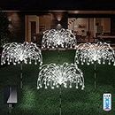 Solar Lights Outdoor, 4 Pack 120 LED Waterproof Solar Firework Lights are 8 Modes Decorative Sparkles Stake Landscape Light, Garden Copper Wire Firework Lamp for Backyard Lawn Patio Decor(Cool White)