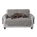 Furhaven Loveseat Slipcover Water-Resistant Reversible Two-Tone Furniture Protector Cover - Gray/Mist, Loveseat