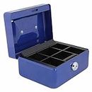 oddpod™ SR Taiwan Imported Metal Cash Box/Jewellery Locker Box, Money Box for Cash & Coin Storage Tray (Small) - Blue