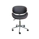 George Oliver Bentwood Rolling Swivel Adjustable Seat Height Faux Leather Task Chair Upholstered in Brown/Gray | Wayfair