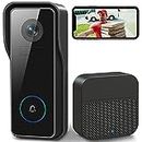 XTU Wireless WiFi Video Doorbell Camera with Chime, 2K HD Smart Video Doorbell with Camera Battery Operated PIR Motion Detection Night Vision 2-Way Audio Support SD Card & Cloud Storage