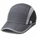 Quick Dry Running Cap Reflective Sports Hat Night Workout Hats for Men Summer Sun Folding Dad Hat Dri Fit Cooling Hat for Golf Hiking Outdoor Camping Gym Tennis Travel Baseball Cap Dark Grey