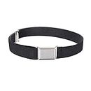 NestNook Kids Belt Adjustable Belts for Boys and Girls Elastic Stretch Belts with Silver Square Buckle (Black)