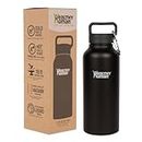 Healthy Human Stainless Steel Water Bottle | Double Walled Vacuum Insulated Water Thermos for Adults | Eco-Friendly Travel Bottles with Leak Proof Lid (Pure Black, 32 oz/ 946 ML)